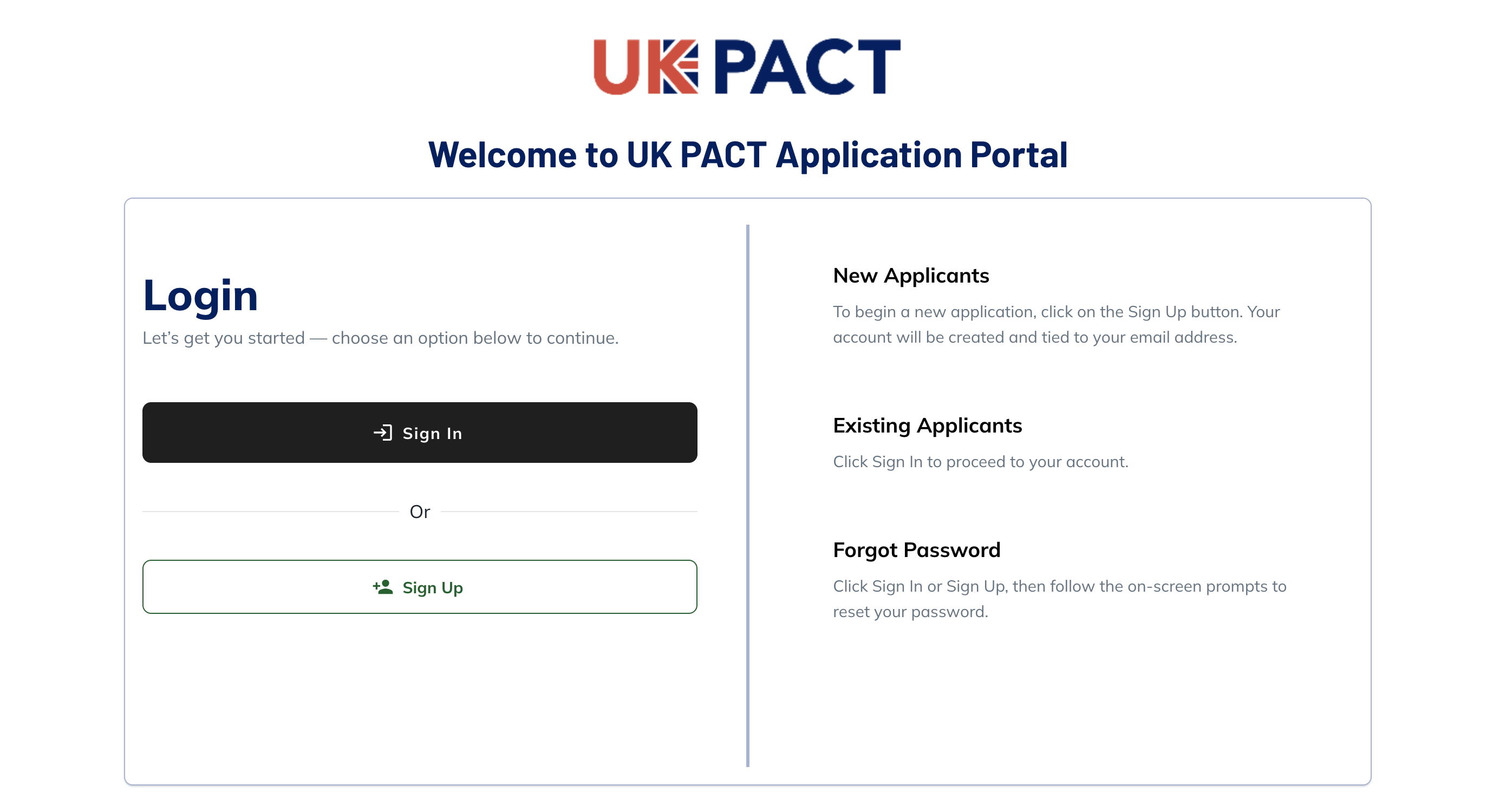 My UK PACT page Screen Shot